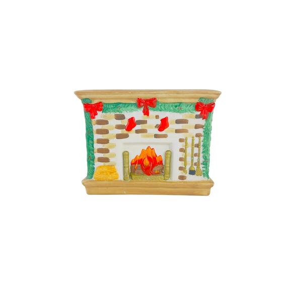 Vintage Ceramic Light-Up Fireplace Mantle Christmas Village House Decoration - Picture 3 of 14